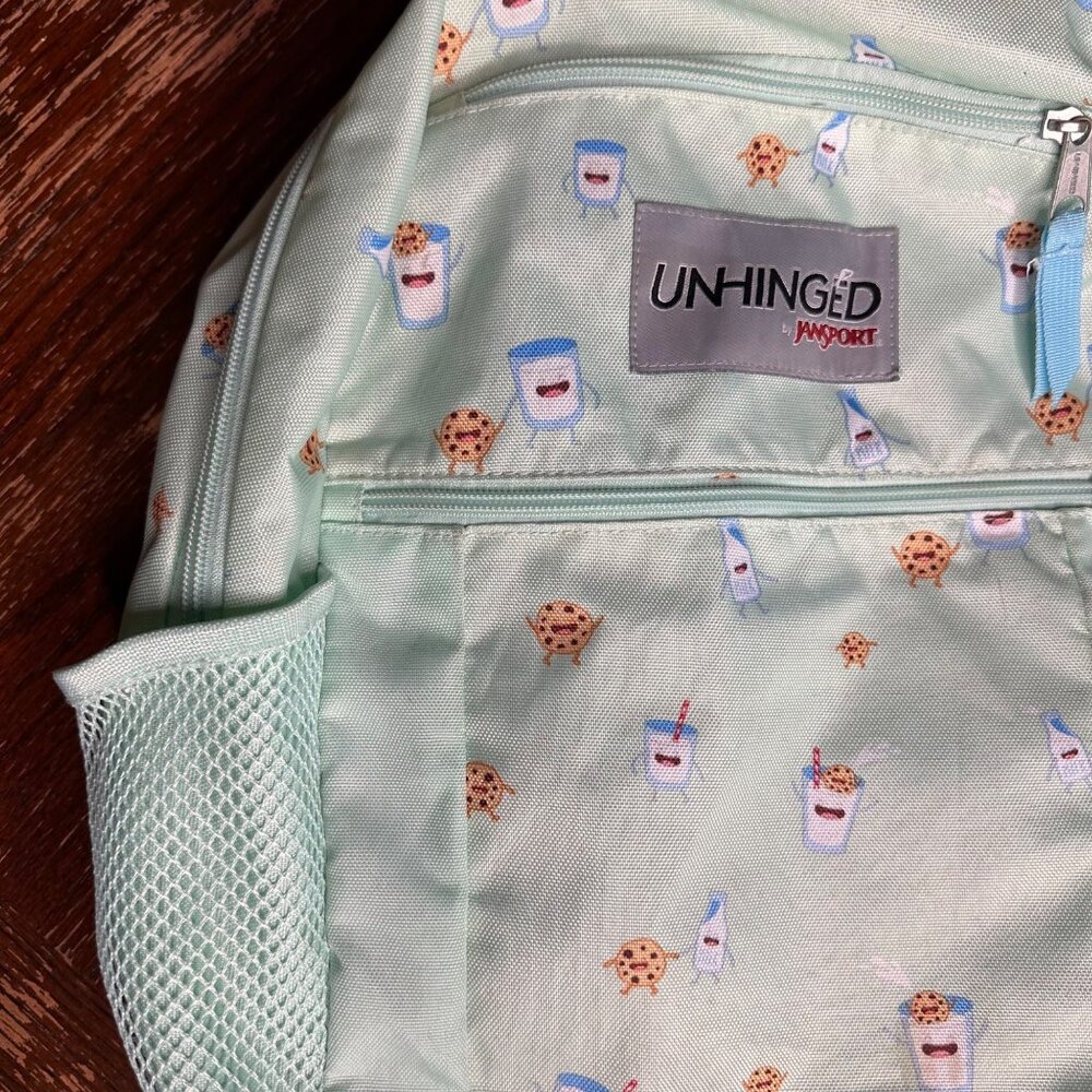 Unhinged By Jansport Mint Backpack With Milk & Cookies Print Adjustable Straps - Picture 5 of 14